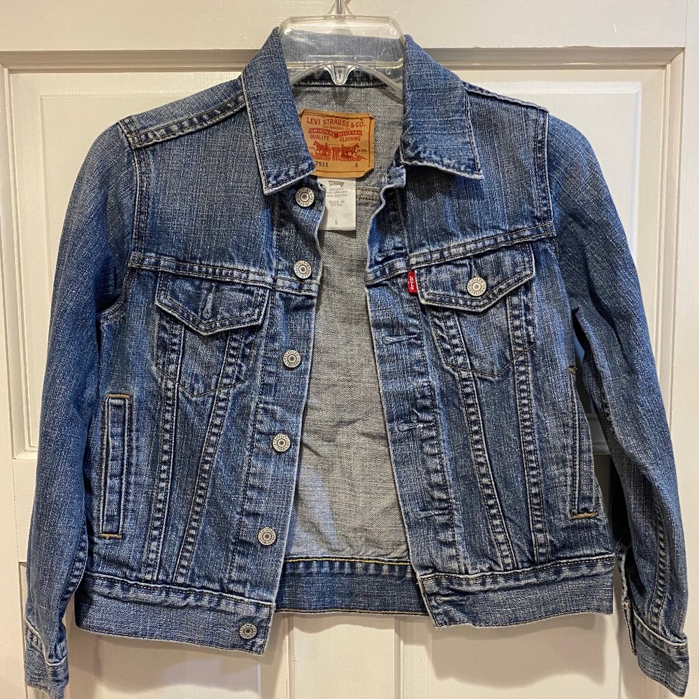 Vtg LEVI’S Kids Denim Jean Jacket Unisex Trucker Jacket Size Small